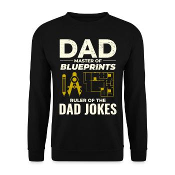 Architekt : Meister der Blaupausen und Papa-Witze 📐 - Unisex Pullover - Schwarz - Vorne - Alina (178cm) & Michal (187cm)