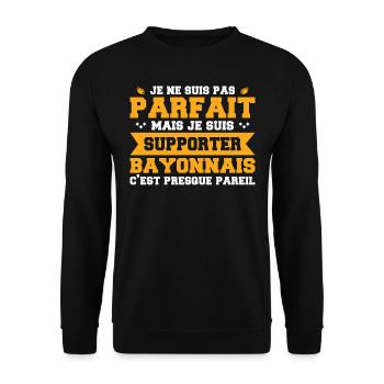 Homme Bayonnais Bayonne Rugbyman Rugby Humour - Sweat-shirt Unisexe - noir - Devant - Alina (178cm) & Michal (187cm)