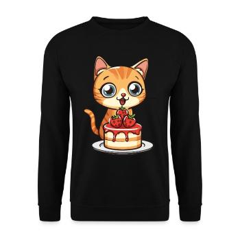 Tarte au chat Gâteau Bec sucré Grignotage Cuisson Sucré - Sweat-shirt Unisexe - noir - Devant - Alina (178cm) & Michal (187cm)