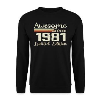 Geburtstag 43 Jahre Jahrgang 1981 Geschenk 1981 - Unisex Pullover - Schwarz - Vorne - Alina (178cm) & Michal (187cm)