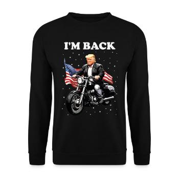 Unser Präsident ist zurück für die US Wahlen 2024 - Unisex Pullover - Schwarz - Vorne - Alina (178cm) & Michal (187cm)