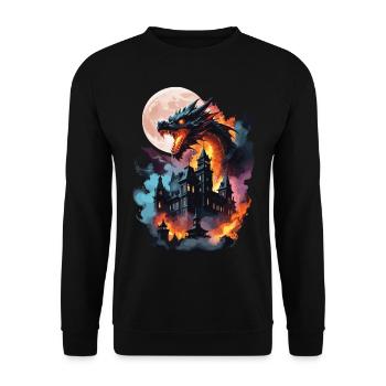 DRAGON MIDNIGHT BLAZE : VILLE EN FLAMMES, RAVAGE LUNAIRE - Sweat-shirt Unisexe - noir - Devant - Alina (178cm) & Michal (187cm)