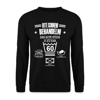 S’il vous plaît traiter gently60 cadeau d’anniversaire - Sweat-shirt Unisexe - noir - Devant - Alina (178cm) & Michal (187cm)