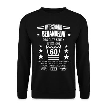 S’il vous plaît traiter gently60 cadeau d’anniversaire - Sweat-shirt Unisexe - noir - Devant - Alina (178cm) & Michal (187cm)