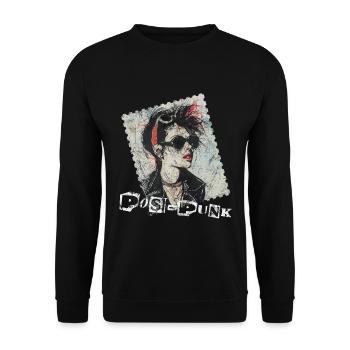 Retro Punk Rock Stamp Design - PosPunk - Unisex Sweatshirt - black - Front - Alina (178cm) & Michal (187cm)