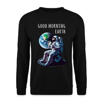Good morning earth Astronaut - Unisex Sweatshirt - black - Front - Alina (178cm) & Michal (187cm)