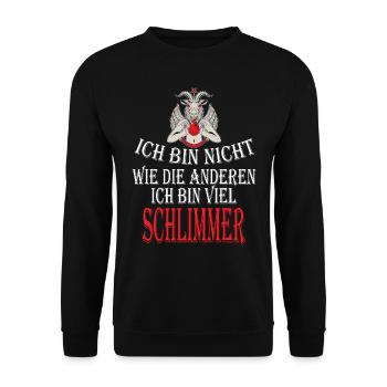 ich bin nicht wie die anderen ich bin schlimmer - Unisex Pullover - Schwarz - Vorne - Alina (178cm) & Michal (187cm)