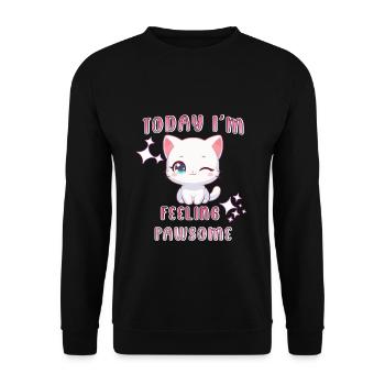 Pawsome Cat - Unisex Pullover - Schwarz - Vorne - Alina (178cm) & Michal (187cm)