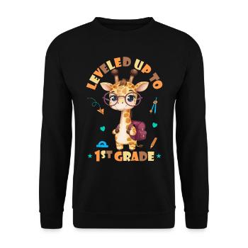 Surclassé en 1ère classe - Funny Giraffe - Sweat-shirt Unisexe - noir - Devant - Alina (178cm) & Michal (187cm)