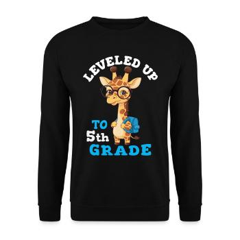Leveled up to 5th grade - Funny Giraffe - Unisex Sweatshirt - black - Front - Alina (178cm) & Michal (187cm)