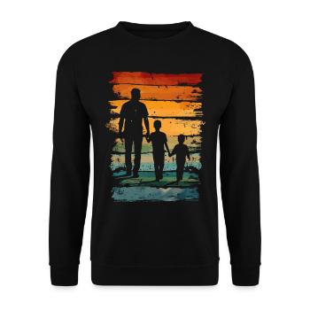 Father's Day father with two sons retro vintage - Unisex Sweatshirt - black - Front - Alina (178cm) & Michal (187cm)