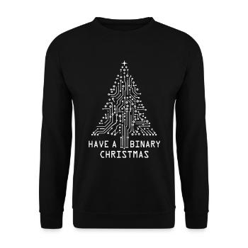 Tech inspirierter Weihnachtsbaum für Geeks - Unisex Pullover - Schwarz - Vorne - Alina (178cm) & Michal (187cm)