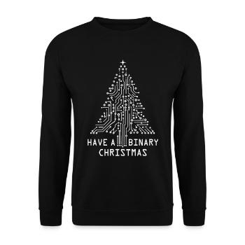 Tech inspirierter Weihnachtsbaum für Geeks - Unisex Pullover - Schwarz - Vorne - Alina (178cm) & Michal (187cm)