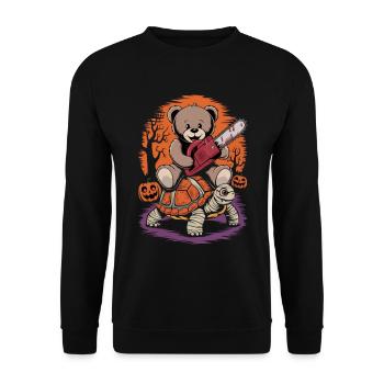 Halloween Teddy Bear Turtle Chainsaw - Unisex Sweatshirt - black - Front - Alina (178cm) & Michal (187cm)