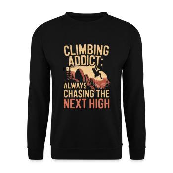 Klettern Freeclimbing felsklettern Spruch - Unisex Pullover - Schwarz - Vorne - Alina (178cm) & Michal (187cm)