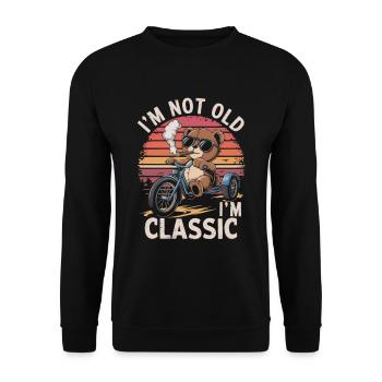 Teddy bear with sunglasses on tricycle with cigar - Unisex Sweatshirt - black - Front - Alina (178cm) & Michal (187cm)