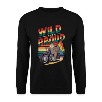 Sloth Rides Motorcycle LGBTQ Rainbow Banner - Unisex Sweatshirt - black - Front - Alina (178cm) & Michal (187cm)
