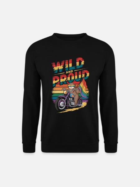 Faultier fährt Motorrad LGBTQ Regenbogen Fahne - Unisex Pullover - Schwarz