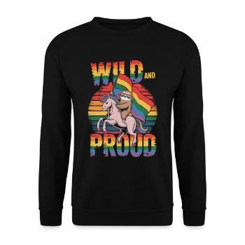 Paresseux Rides Licorne LGBTQ Drapeau arc-en-ciel - Sweat-shirt Unisexe - noir - Devant - Alina (178cm) & Michal (187cm)
