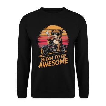 Ours en peluche avec des lunettes de soleil équitation moto vintage - Sweat-shirt Unisexe - noir - Devant - Alina (178cm) & Michal (187cm)