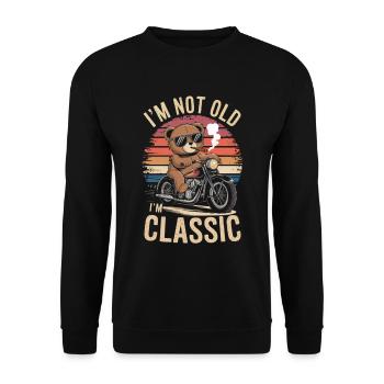 Ours en peluche avec des lunettes de soleil équitation moto vintage - Sweat-shirt Unisexe - noir - Devant - Alina (178cm) & Michal (187cm)