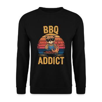 Teddy bear grilling a BBQ on the grill - Unisex Sweatshirt - black - Front - Alina (178cm) & Michal (187cm)