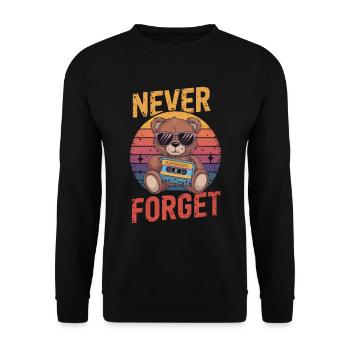 Teddybär mit Sonnenbrille und Musik Kassette - Unisex Pullover - Schwarz - Vorne - Alina (178cm) & Michal (187cm)