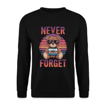 Teddybär mit Sonnenbrille und Musikkassette - Unisex Pullover - Schwarz - Vorne - Alina (178cm) & Michal (187cm)