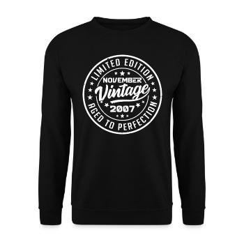 Novembre 2007 Vintage Cadeau Anniversaire Novembre - Sweat-shirt Unisexe - noir - Devant - Alina (178cm) & Michal (187cm)