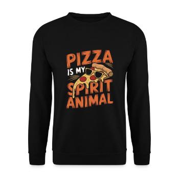 Lustiger Pizza Spruch Pizza Liebhaber - Unisex Pullover - Schwarz - Vorne - Alina (178cm) & Michal (187cm)