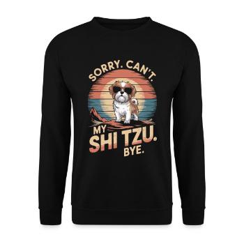 Vintage Shi Tzu mit Sonnenbrille - Unisex Pullover - Schwarz - Vorne - Alina (178cm) & Michal (187cm)
