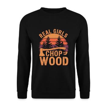 bûcheron coupe de bois femmes coupe-arbres - Sweat-shirt Unisexe - noir - Devant - Alina (178cm) & Michal (187cm)