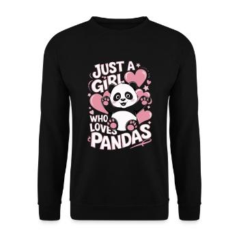 Panda Spruch Mädchen - Unisex Pullover - Schwarz - Vorne - Alina (178cm) & Michal (187cm)