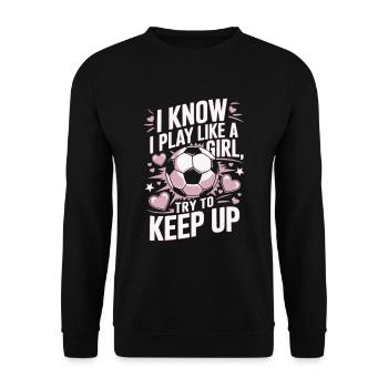 Filles Football Drôle Dicton Football Féminin - Sweat-shirt Unisexe - noir - Devant - Alina (178cm) & Michal (187cm)