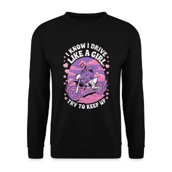 motocross femme motocross pilote femmes fille dire - Sweat-shirt Unisexe - noir - Devant - Alina (178cm) & Michal (187cm)