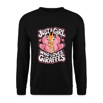 Giraffe Lustiger Spruch Mädchen - Unisex Pullover - Schwarz - Vorne - Alina (178cm) & Michal (187cm)