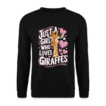 Giraffe Spruch Mädchen - Unisex Pullover - Schwarz - Vorne - Alina (178cm) & Michal (187cm)