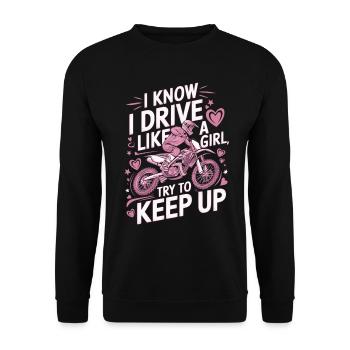 motocross femme motocross pilote femmes fille dire - Sweat-shirt Unisexe - noir - Devant - Alina (178cm) & Michal (187cm)