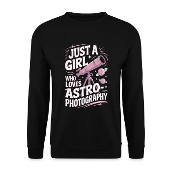 Astrofotografie Teleskop Astronomie Mädchen Frauen - Unisex Pullover - Schwarz - Vorne - Alina (178cm) & Michal (187cm)