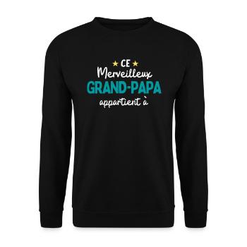 Ce merveilleux Grand-Papa personnalisé cadeau - Sweat-shirt Unisexe - noir - Devant - Alina (178cm) & Michal (187cm)