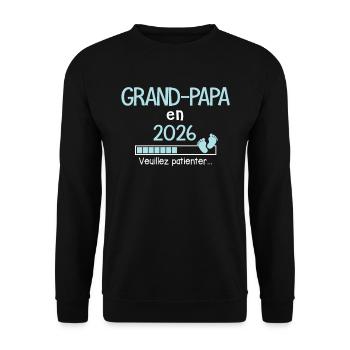 Grand-Papa en 2026 Cadeau Futur Grand-père humour - Sweat-shirt Unisexe - noir - Devant - Alina (178cm) & Michal (187cm)