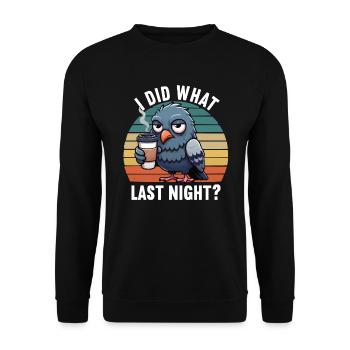 J’ai fait ce que la nuit dernière pigeon pigeons éleveurs de pigeons - Sweat-shirt Unisexe - noir - Devant - Alina (178cm) & Michal (187cm)