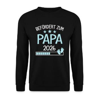Befördert Papa 2026 Geschenk für neuer vater - Unisex Pullover - Schwarz - Vorne - Alina (178cm) & Michal (187cm)