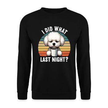 J’ai fait ce que j’ai fait hier soir Bichon frise Bichon Chien - Sweat-shirt Unisexe - noir - Devant - Alina (178cm) & Michal (187cm)