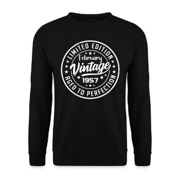Cadeau Vintage Février 1957 Rétro Février 1957 - Sweat-shirt Unisexe - noir - Devant - Alina (178cm) & Michal (187cm)
