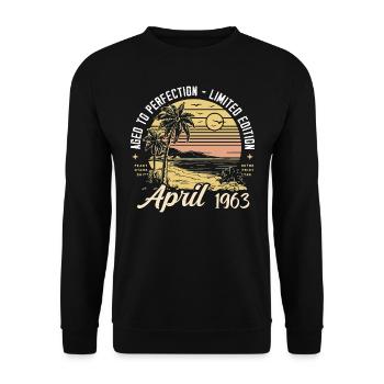 62ème Anniversaire Voiture Classique Avril Millésime 1963 Avril - Sweat-shirt Unisexe - noir - Devant - Alina (178cm) & Michal (187cm)