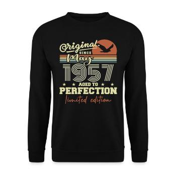 Mai 1957 | Mai 1957 Mai 1957 Geburtstagsgeschenk - Unisex Pullover - Schwarz - Vorne - Alina (178cm) & Michal (187cm)