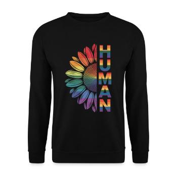 L’humain : l’arc-en-ciel de la diversité - Sweat-shirt Unisexe - noir - Devant - Alina (178cm) & Michal (187cm)