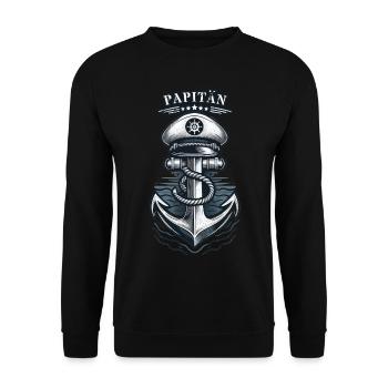 Papitän für Bootsbesitzer, Kapitäne und Papas - Unisex Pullover - Schwarz - Vorne - Alina (178cm) & Michal (187cm)