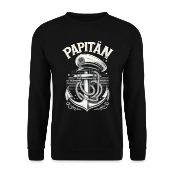 Papitän für Bootsbesitzer, Kapitäne und Papas - Unisex Pullover - Schwarz - Vorne - Alina (178cm) & Michal (187cm)